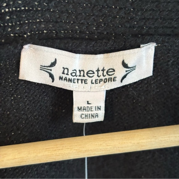 Nanette Lepore NWT Black White Heart Print Button Cardigan Women L Dark Romantic - Picture 7 of 10